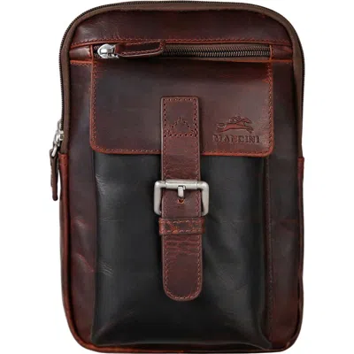 Mancini Organizer Crossbody Bag In Brown