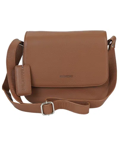 Mancini Pebble Alison Leather Crossbody Handbag In Brown