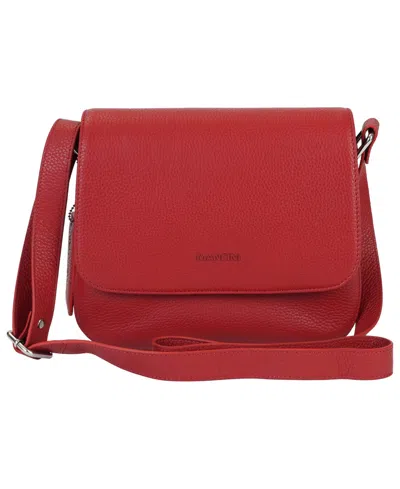 Mancini Pebble Alison Leather Crossbody Handbag In Red