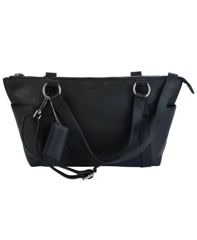 Mancini Pebble Amelia Leather Crossbody Handbag In Black