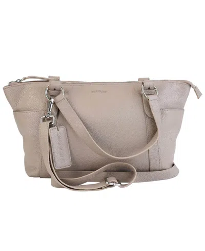 Mancini Pebble Amelia Leather Crossbody Handbag In Mushroom