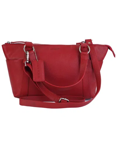 Mancini Pebble Amelia Leather Crossbody Handbag In Red