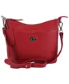 Mancini Pebble Amelia Leather Crossbody Handbag In Red