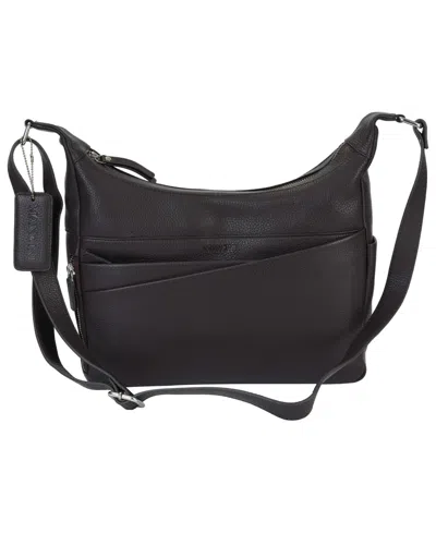 Mancini Pebble June Leather Crossbody Handbag In Black