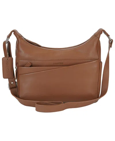 Mancini Pebble June Leather Crossbody Handbag In Camel