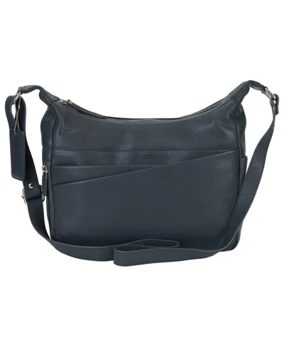 Mancini Pebble June Leather Crossbody Handbag In Navyblue