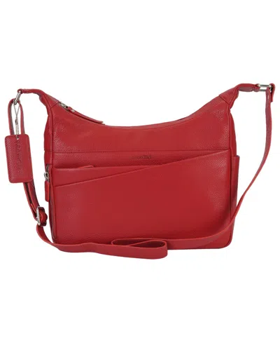 Mancini Pebble June Leather Crossbody Handbag In Red