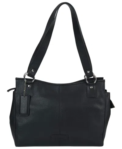 Mancini Pebble Kelsea Leather Shoulder Bag In Black