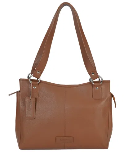 Mancini Pebble Kelsea Leather Shoulder Bag In Camel