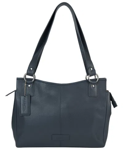 Mancini Pebble Kelsea Leather Shoulder Bag In Navy