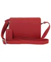 Mancini Pebble Leather Connie Crossbody Handbag In Red