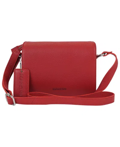 Mancini Pebble Leather Connie Crossbody Handbag In Red