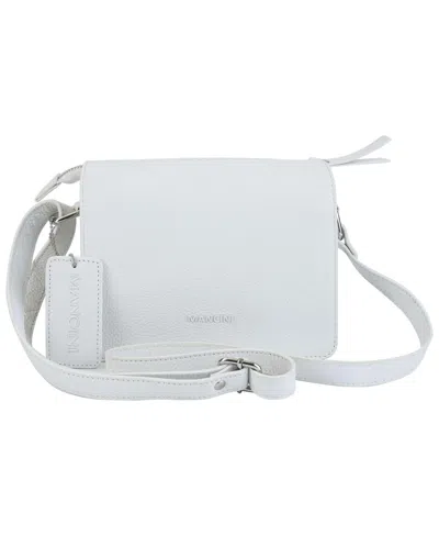 Mancini Pebble Leather Connie Crossbody Handbag In White