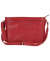 Mancini Pebble Loretta Leather Crossbody Handbag With Organizer In Red