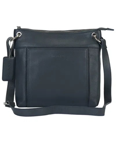 Mancini Pebble Trish Leather Crossbody Handbag With Organizer In Black