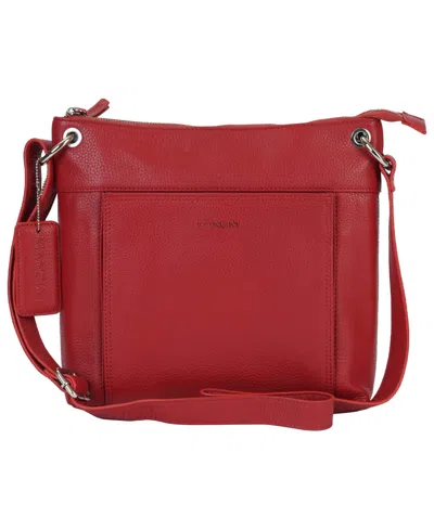 Mancini Pebble Trish Leather Crossbody Handbag With Organizer In Red