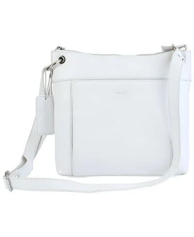 Mancini Pebble Trish Leather Crossbody Handbag With Organizer In White