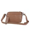 Mancini Pebbled Collection Clara Leather Small Crossbody Bag In Camel