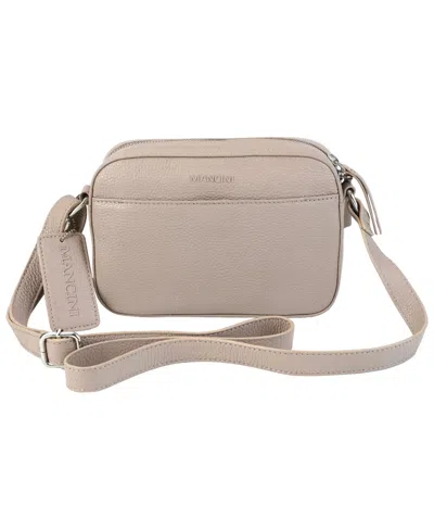 Mancini Pebbled Collection Clara Leather Small Crossbody Bag In Mushroom