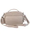 Mancini Pebbled Collection Julianna Leather Crossbody Satchel Bag In Mushroom