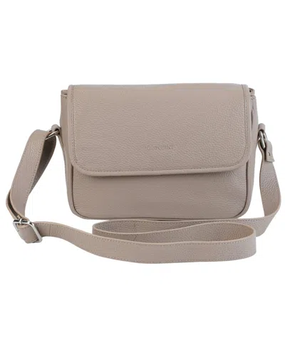 Mancini Pebbled Collection Kimberly Leather Flap Closure Handbag In Mushroom