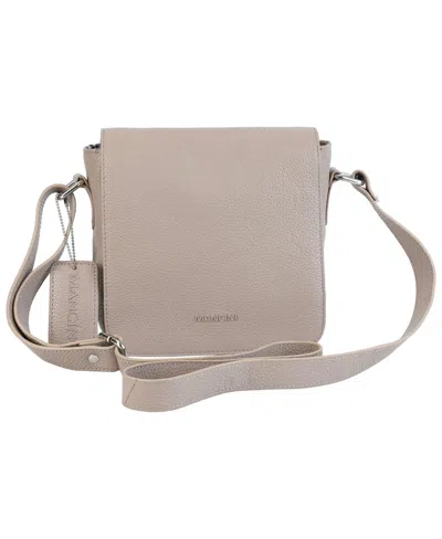 Mancini Pebbled Collection Page Leather Crossbody Bag In Mushroom