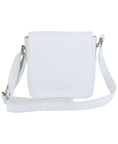 Mancini Pebbled Collection Page Leather Crossbody Bag In White