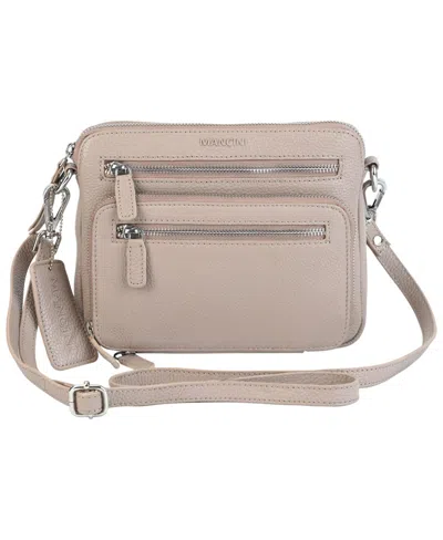 Mancini Pebbled Collection Valerie Leather Mini Crossbody Bag In Mushroom