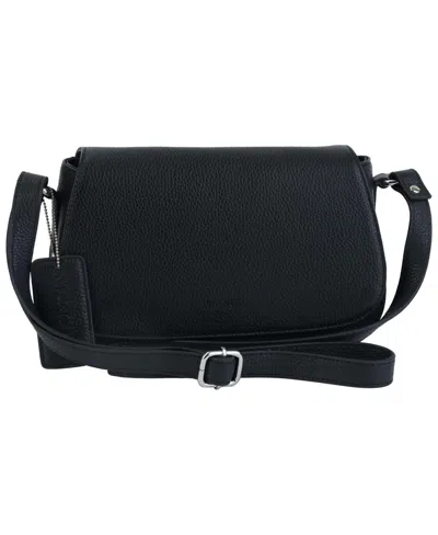 Mancini Pebbled Isabella Leather Crossbody Handbag In Black