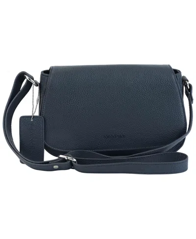 Mancini Pebbled Isabella Leather Crossbody Handbag In Navyblue