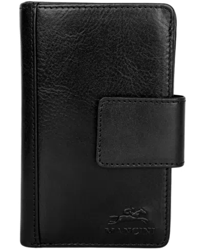 Mancini Pelle D'oro Rfid Secure Snap Trifold Wallet In Black