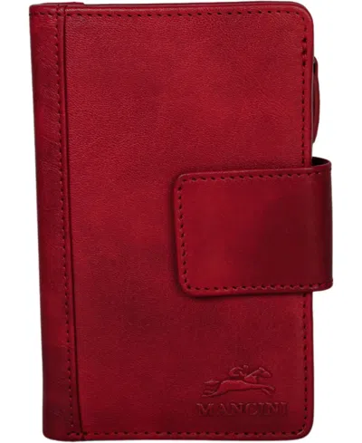 Mancini Pelle D'oro Rfid Secure Snap Trifold Wallet In Red