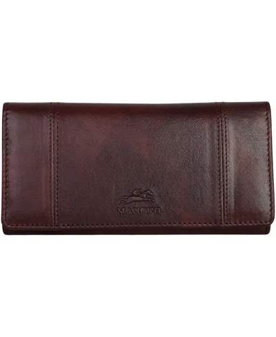 Mancini Pelle D'oro Rfid Secure Trifold Wallet In Brown