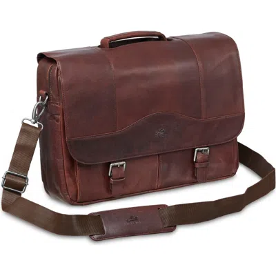 Mancini Porthole Rfid Briefcase In Brown