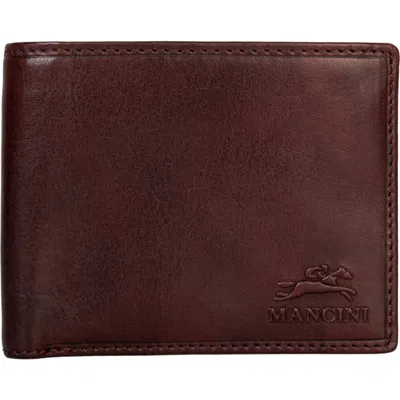 Mancini Rfid Secure Leather Bifold Wallet In Brown