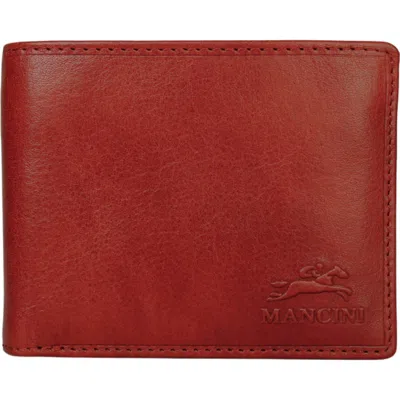 Mancini Rfid Secure Leather Center Wing Wallet In Cognac