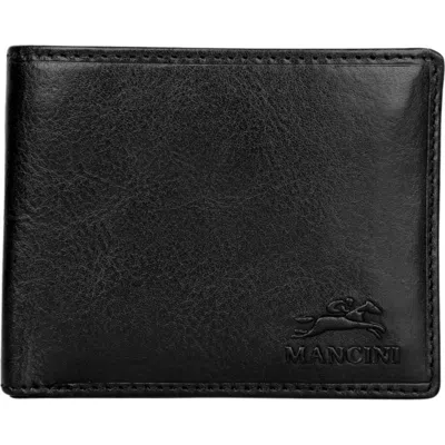 Mancini Rfid Secure Leather Left Wing Wallet In Black