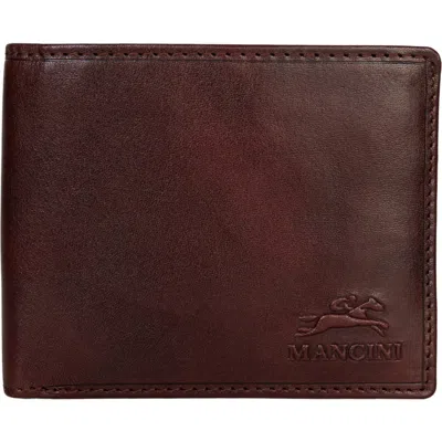 Mancini Rfid Secure Leather Left Wing Wallet In Brown
