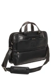 Mancini Triple Compartment Leather Briefcase In Black