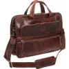 Mancini Triple Compartment Leather Briefcase In Brown