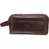 Mancini Two Compartment Leather Travel Dopp Kit In Brown
