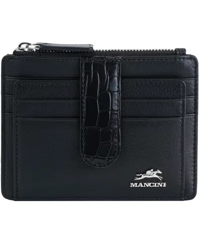 Mancini Women's Croco2 Rfid Secure Card Case Wallet In Black