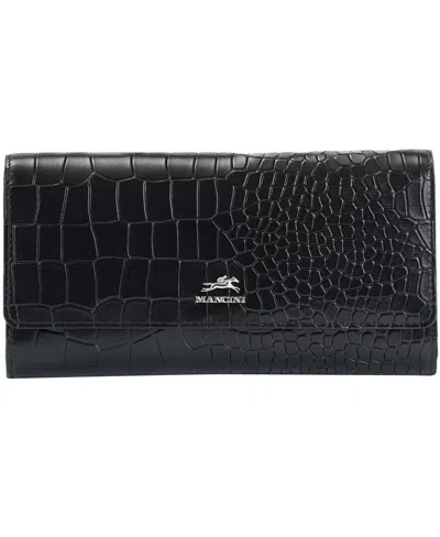 Mancini Women's Croco2 Rfid Secure Quad Fold Wallet In Black