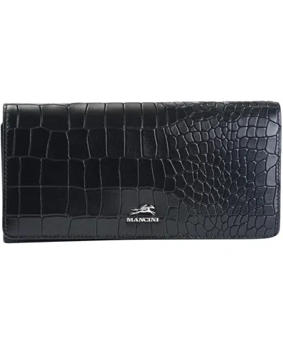 Mancini Women's Croco2 Rfid Secure Trifold Wallet In Black