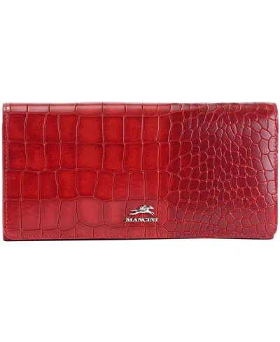 Mancini Women's Croco2 Rfid Secure Trifold Wallet In Red