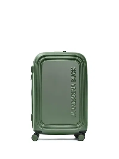 Mandarina Duck Embossed Logo Suitcase In Green
