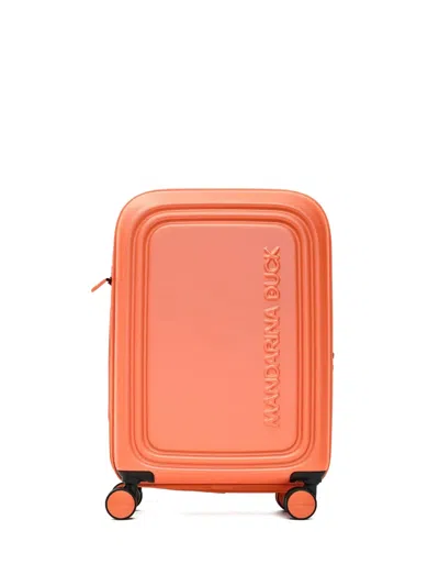 Mandarina Duck Embossed Logo Suitcase In Orange