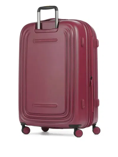 Mandarina Duck Large Logoduck Ribbed Trolley Suitcase In Red