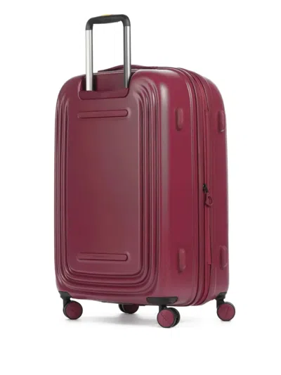 Mandarina Duck Large Logoduck Ribbed Trolley Suitcase In Red