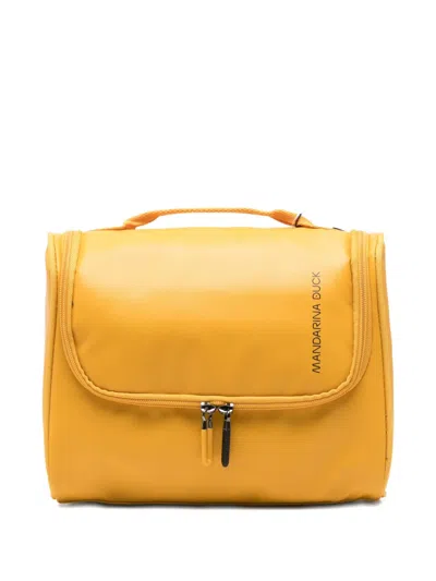 Mandarina Duck Logo-print Wash Bag In Orange